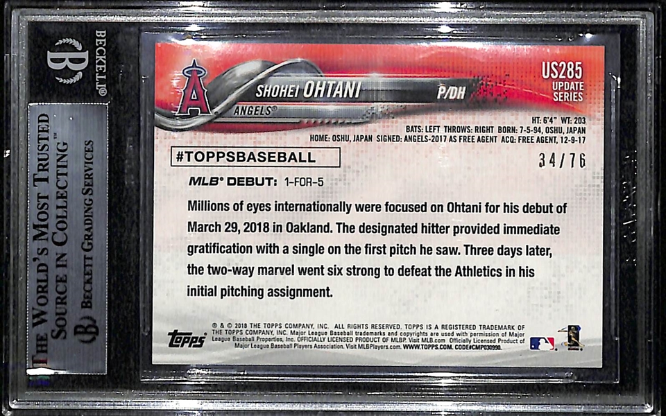 2018 Topps Update Independence Day Shohei Ohtani Rookie Card #d /76 Graded BGS 8.5