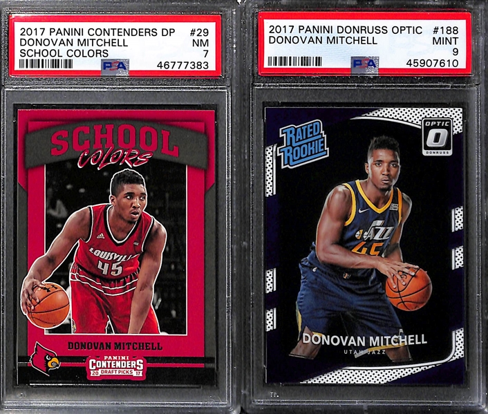 Lot of (7) Graded NBA Rookies and Stars w. LeBron James, Donovan Mitchell and Others