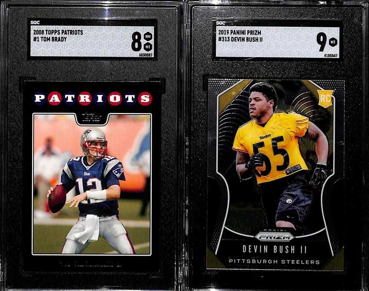 Lot of (7) Graded Multi-Sport Rookies and Stars w. Brady, Burrow, W. Franco