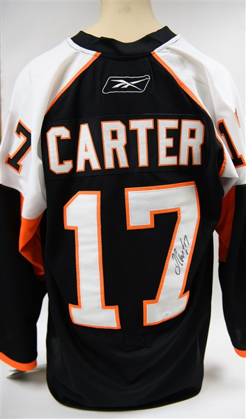 Philadelphia Flyers Memorabilia w. Ron Hextall Game Used Stick and Jeff Carter Autographed Jersey (JSA Certification)