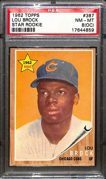 1962 Topps Lou Brock Star Rookie Graded PSA 8 (OC)