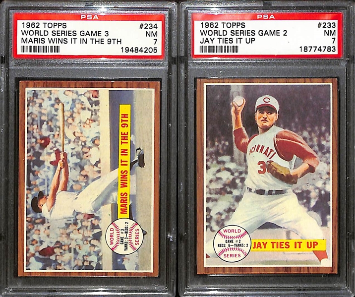 Lot of (7) 1962 Topps PSA Graded Baseball Cards Inc. All World Series Game Cards