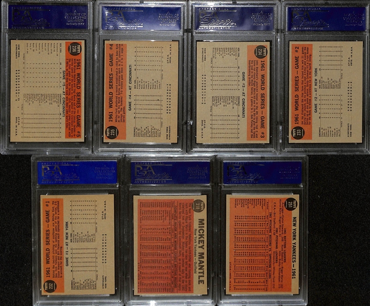 Lot of (7) 1962 Topps PSA Graded Baseball Cards Inc. All World Series Game Cards