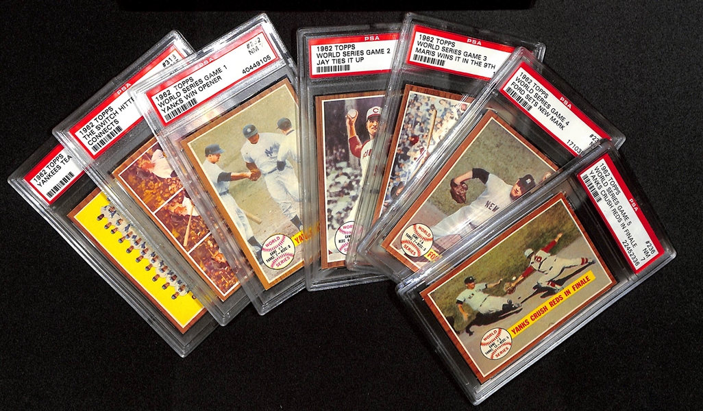 Lot of (7) 1962 Topps PSA Graded Baseball Cards Inc. All World Series Game Cards
