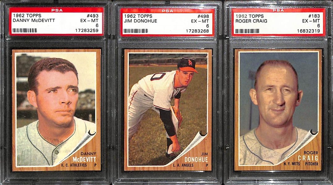 Lot of (22) 1962 Topps PSA Graded Baseball Cards w. Variations and Jim Fregosi Rookie PSA 6.5