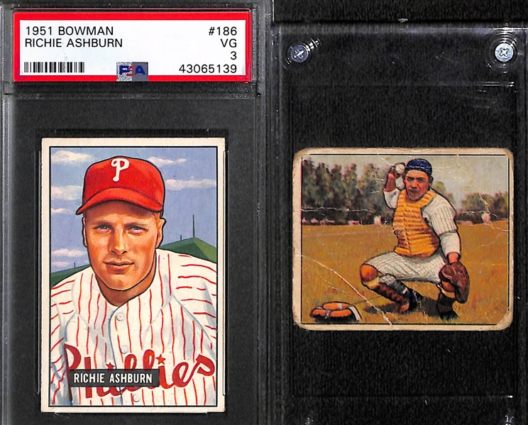Lot of (30) 1949-1951 and 1953 Bowman Baseball w. 1951 Bowman Ashburn PSA 3, Berra, Hodges, Durocher