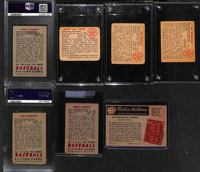 Lot of (30) 1949-1951 and 1953 Bowman Baseball w. 1951 Bowman Ashburn PSA 3, Berra, Hodges, Durocher