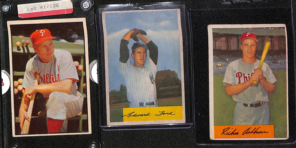 Lot of (55+) 1953 and 1954 Bowman featuring Whitey Ford and Richie Ashburn