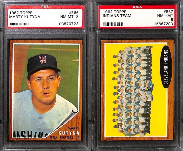 Lot of (8) 1962 Topps Baseball All Graded PSA 8 w. Art Ditmar