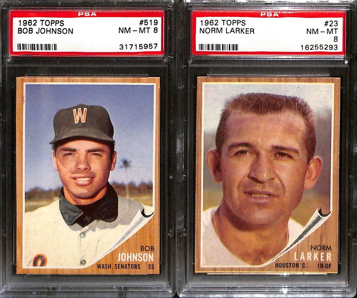 Lot of (8) 1962 Topps Baseball All Graded PSA 8 w. Art Ditmar