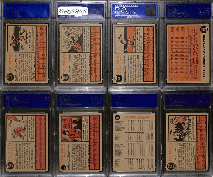 Lot of (8) 1962 Topps Baseball All Graded PSA 8 w. Art Ditmar