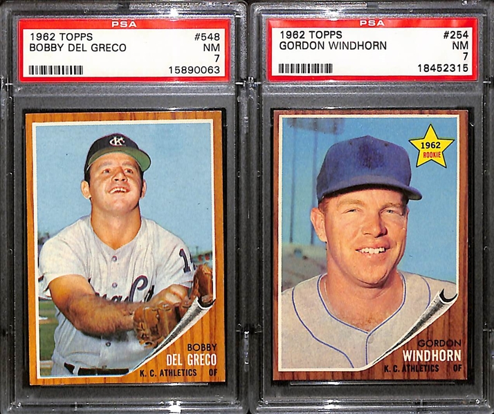 Lot of (18) 1962 Topps Baseball All Graded PSA 7 w. Ron Santo (2nd Year), and Giants Team