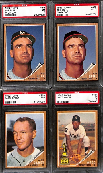 Lot of (17) 1962 Topps Baseball All Graded PSA 7 w. Ron Fairly and Gene Mauch