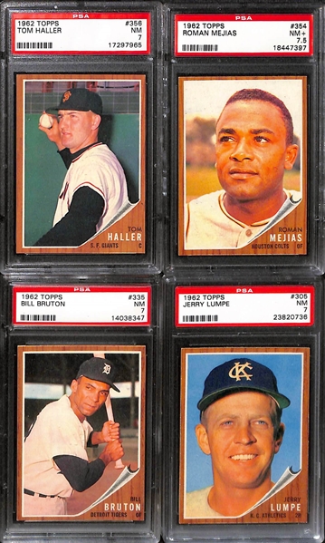 Lot of (17) 1962 Topps Baseball All Graded PSA 7 w. Ron Fairly and Gene Mauch