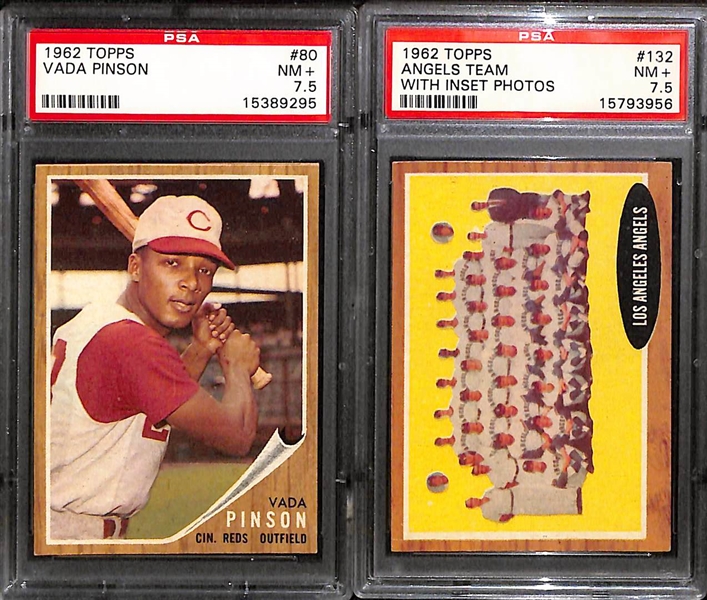 Lot of (14) 1962 Topps Baseball All Graded PSA 7 & 7.5 w. Vada Pinson PSA 7.5