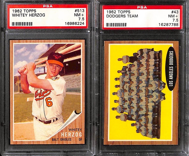 Lot of (14) 1962 Topps Baseball All Graded PSA 7 & 7.5 w. Vada Pinson PSA 7.5