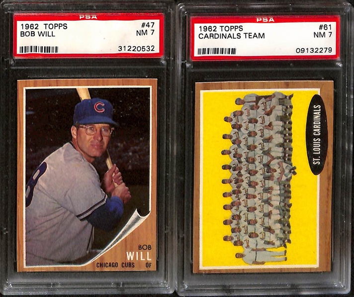 Lot of (14) 1962 Topps Baseball All Graded PSA 7 & 7.5 w. Vada Pinson PSA 7.5