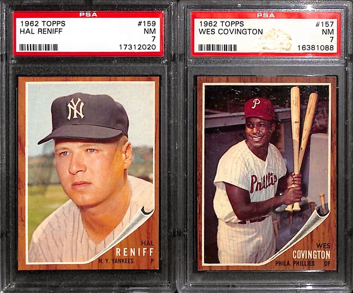 Lot of (14) 1962 Topps Baseball All Graded PSA 7 & 7.5 w. Vada Pinson PSA 7.5