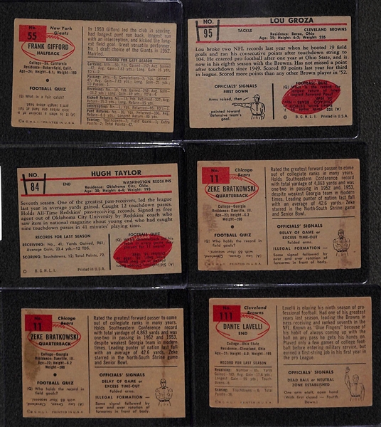 Lot of (6) 1953 and 1954 Bowman Football Cards Feat. Frank Gifford and Lou Groza