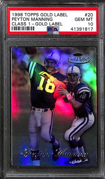 Football Rookie Lot (3) - 1990 Emmitt Smith Fleer Update BGS 9.5, 1998 Gold Label Peyton Manning Class 1 PSA 10, 2016 Leaf Carson Wentz PSA 10