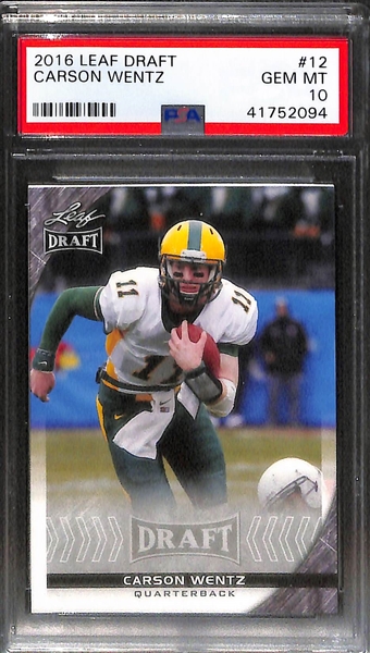Football Rookie Lot (3) - 1990 Emmitt Smith Fleer Update BGS 9.5, 1998 Gold Label Peyton Manning Class 1 PSA 10, 2016 Leaf Carson Wentz PSA 10