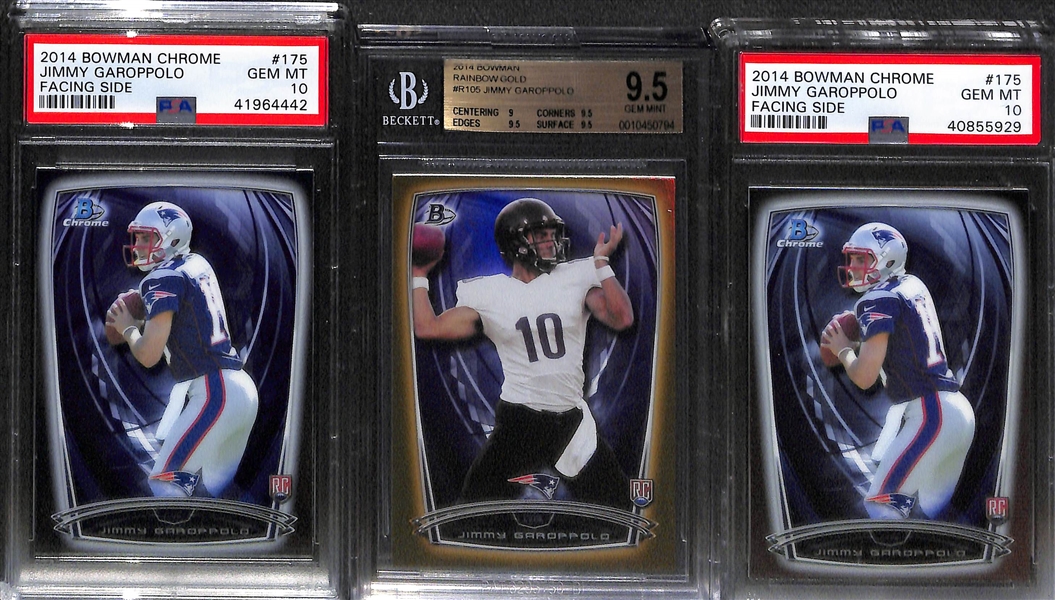 Lot of (9) 2014 Jimmy Garoppolo Gem Mint Rookies Inc. Topps Chrome Autographed Refractor Graded BGS 9.5 (10 Auto Grade)