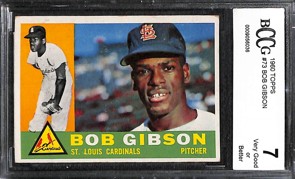 (10) Graded Cards - 1960 Bob Gibson (BCCG 7), (2) Mike Giancarlo Stanton Rookies (Inc. 2010 Bowman Chrome PSA 10), (7) Barry Bonds Rookies
