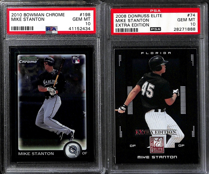 (10) Graded Cards - 1960 Bob Gibson (BCCG 7), (2) Mike Giancarlo Stanton Rookies (Inc. 2010 Bowman Chrome PSA 10), (7) Barry Bonds Rookies