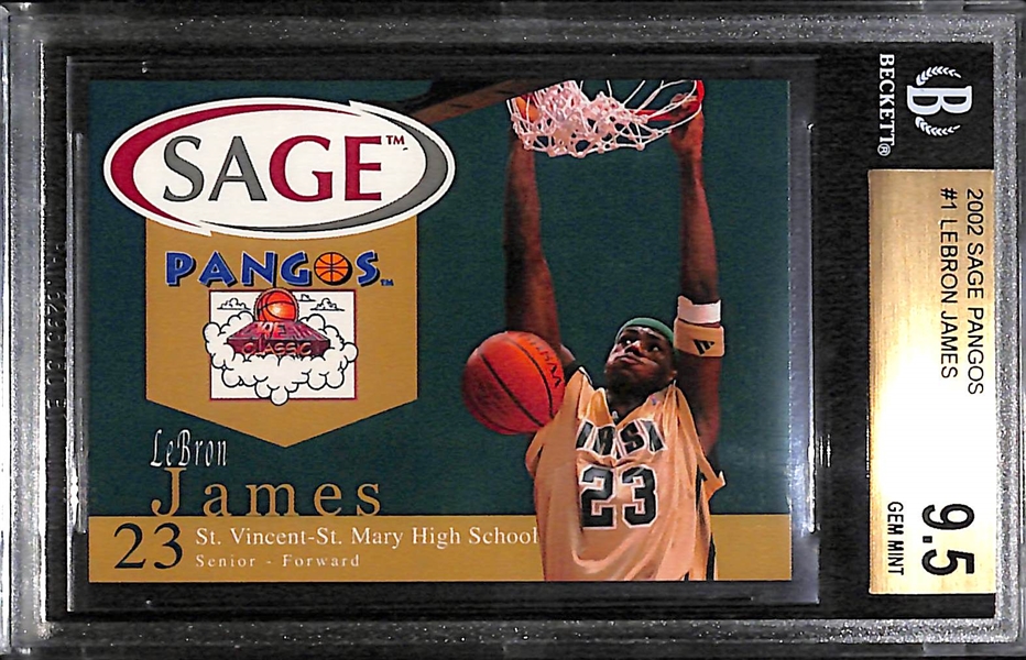 (2) 2002 BGS 9.5 LeBron James Sage Pangos #1 Rookies - One Base & One Gold!