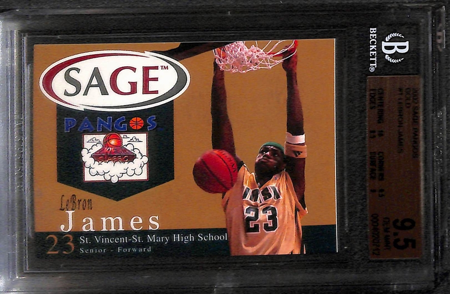 (2) 2002 BGS 9.5 LeBron James Sage Pangos #1 Rookies - One Base & One Gold!