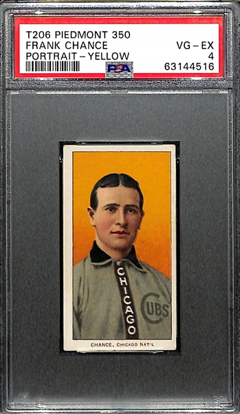 1909-11 T206 Frank Chance (HOF) Portrait (Yellow) - Piedmont 350 PSA 4