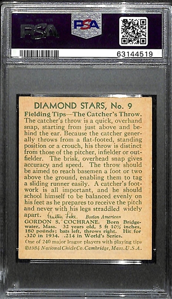 1935 Diamond Stars Mickey Cochrane (HOF) #9 Graded PSA 6 EX-MT