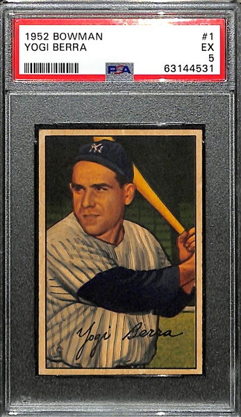 1952 Bowman Yogi Berra #1 Graded PSA 5