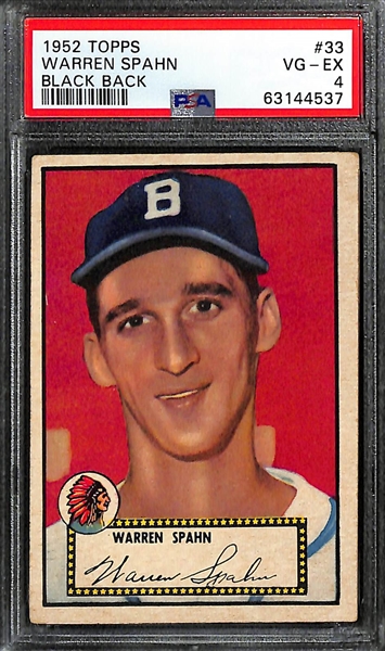 (3) 1952 Topps Graded Cards - Spahn PSA 4, Snider PSA 4, Bauer PSA 7