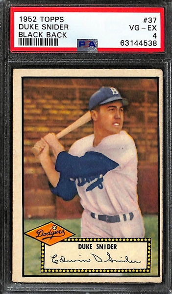 (3) 1952 Topps Graded Cards - Spahn PSA 4, Snider PSA 4, Bauer PSA 7