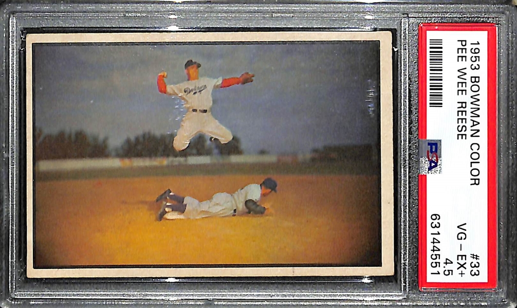 1953 Bowman Color Pee Wee Reese #33 Graded PSA 4.5 (Iconic In-Action Card!)