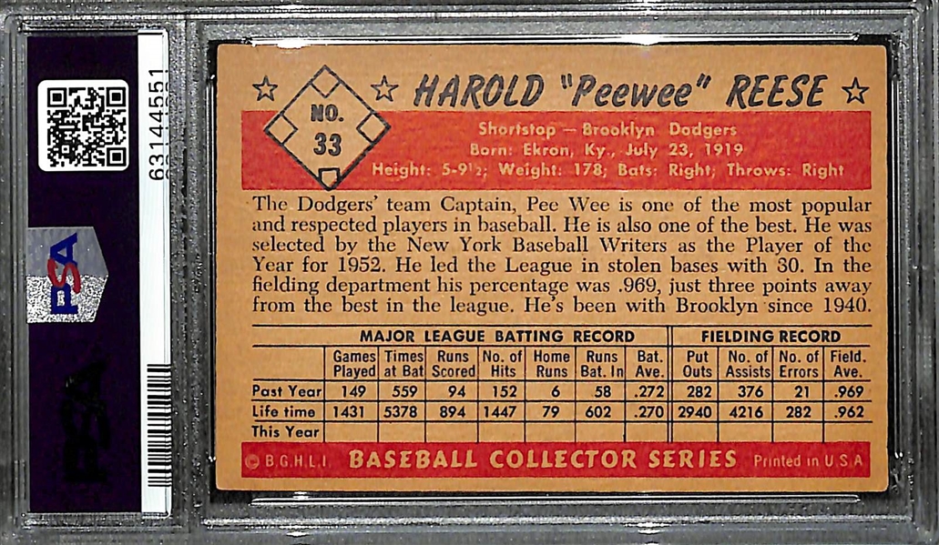 1953 Bowman Color Pee Wee Reese #33 Graded PSA 4.5 (Iconic In-Action Card!)
