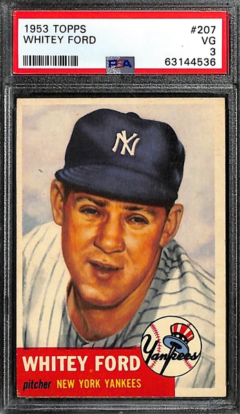 (4) 1953 Topps Graded Cards - Ford PSA 3, Berra PSA 5(MC), Irvin PSA 5, Campanella PSA 5