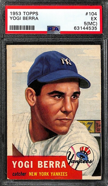 (4) 1953 Topps Graded Cards - Ford PSA 3, Berra PSA 5(MC), Irvin PSA 5, Campanella PSA 5