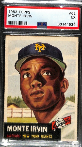 (4) 1953 Topps Graded Cards - Ford PSA 3, Berra PSA 5(MC), Irvin PSA 5, Campanella PSA 5