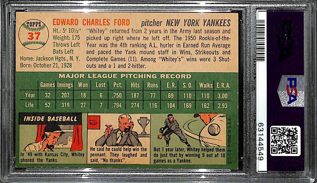 1954 Topps Whitey Ford #37 Graded PSA 7.5 NM+