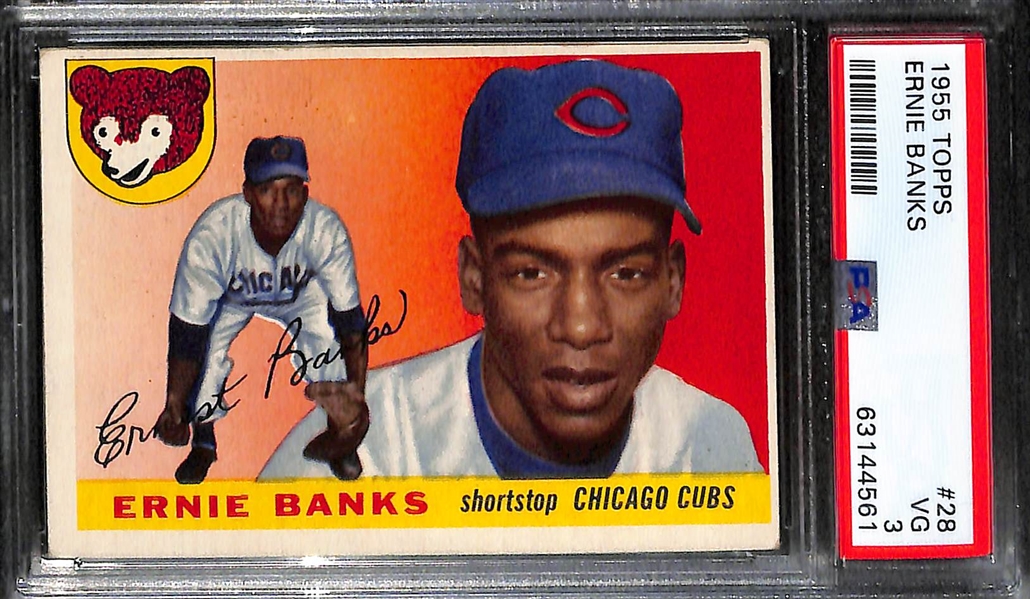 (2) 1955 Topps Graded Cards - Ted Williams #2 PSA 1.5, Ernie Banks #28 PSA 3