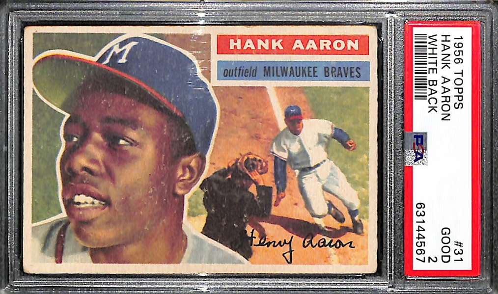 Hank Aaron Graded Lot - 1955 Bowman #179 PSA 5(MC) & 1956 Topps #31 PSA 2