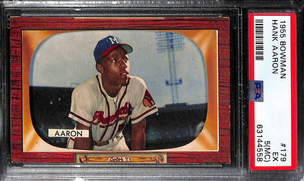 Hank Aaron Graded Lot - 1955 Bowman #179 PSA 5(MC) & 1956 Topps #31 PSA 2