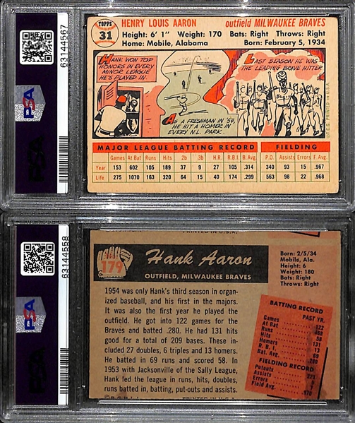 Hank Aaron Graded Lot - 1955 Bowman #179 PSA 5(MC) & 1956 Topps #31 PSA 2
