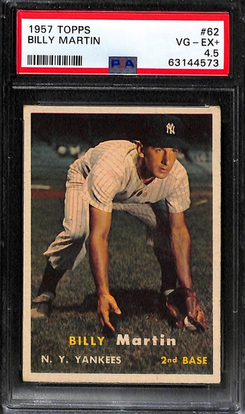 (2) 1957 Topps Graded Cards - Ted Williams #1 PSA 4,  Billy Martin #62 PSA 4.5