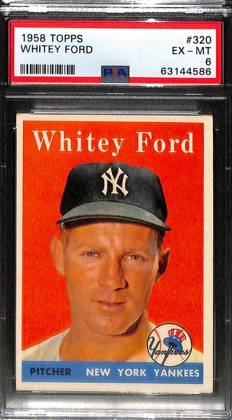 (3) 1958 Topps Graded Cards - Ted Williams Sluggers Supreme #321 PSA 4,  Brooks Robinson #307 PSA 6, Whitey Ford #320 PSA 6