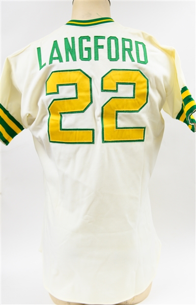 1975 Team-Issued and Used Rick Langford Oakland A's Jersey (Size 44 by McAuliffe Uniform Corp.)