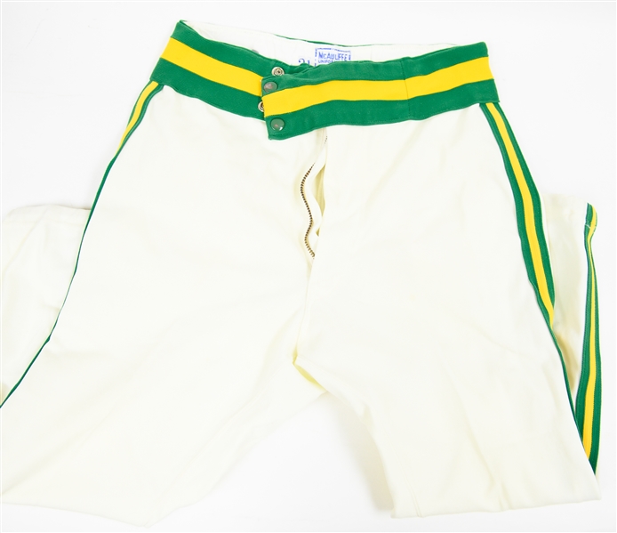 1975 Team-Issued and Used Rick Langford Oakland A's Pants (Size 31/25) by McAuliffe Uniform Corp.)