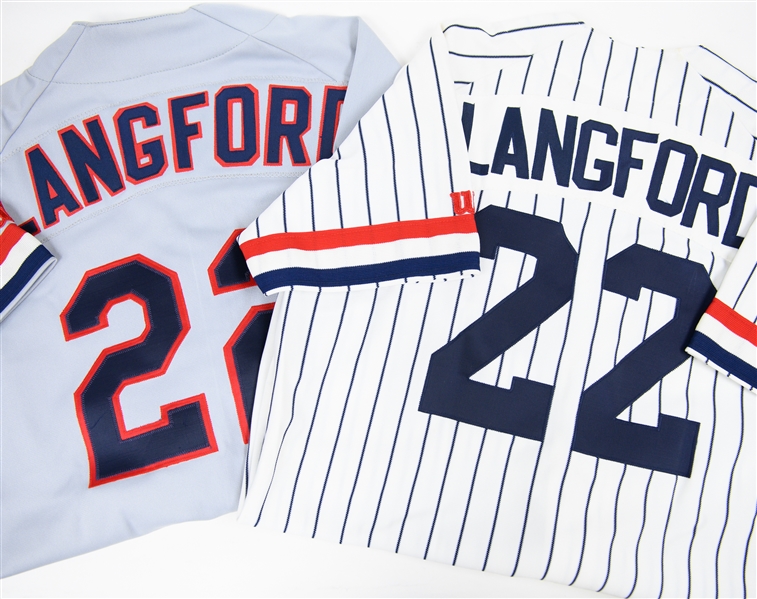 Lot of (2) Rick Langford Bradenton Explorers Senior Professional Baseball Association Game-Used Jerseys (c. 1989-1990)